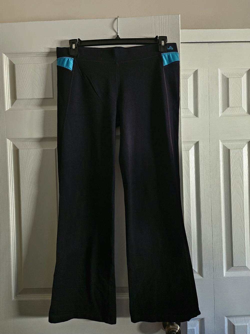 Fila Black Boot-Cut Active Pants with Teal Accents